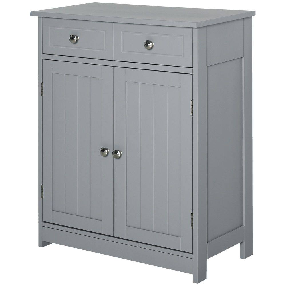23.5 in. W x 11.7 in. D x 29.5 in. H Gray Linen Cabinet with 2-Drawers, 2-Doors, and Adjustable Shelves for Bathroom
