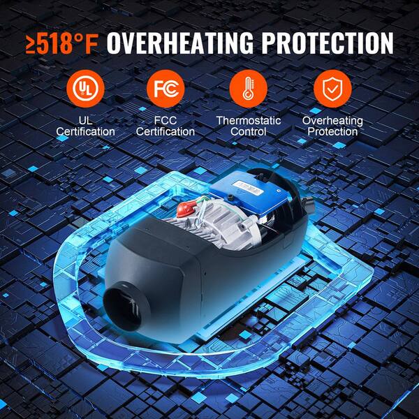 VEVOR Bluetooth App Control Diesel Air Heater 17,060 BTU 12V 5KW Other Fuel  Type Space Heater w/Automatic Altitude Adjustment ZCJRQFT12V5KWST3PV9 - The  Home Depot