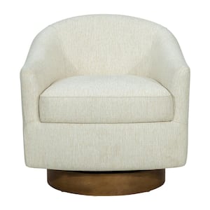 Ashton Cream Upholstered Swivel Armchair with Wood Base