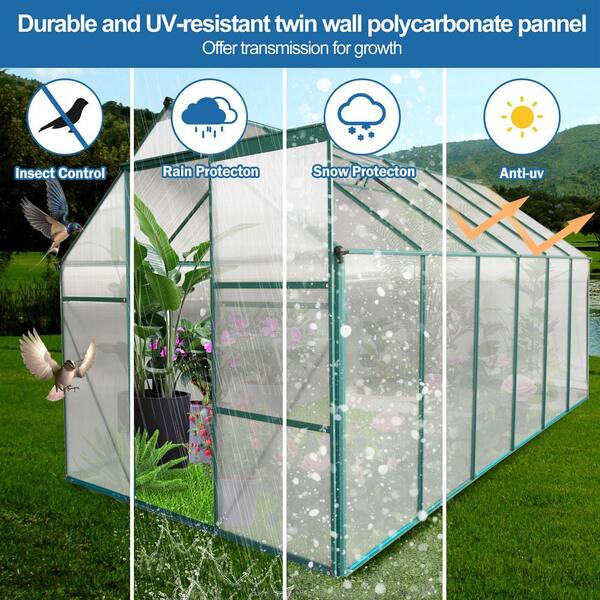 Unbranded - 74.8 in. W x 146.06 in. D x 76.77 in. H Green Aluminum Outdoor Patio Greenhouse, Expand Your Gardening Space