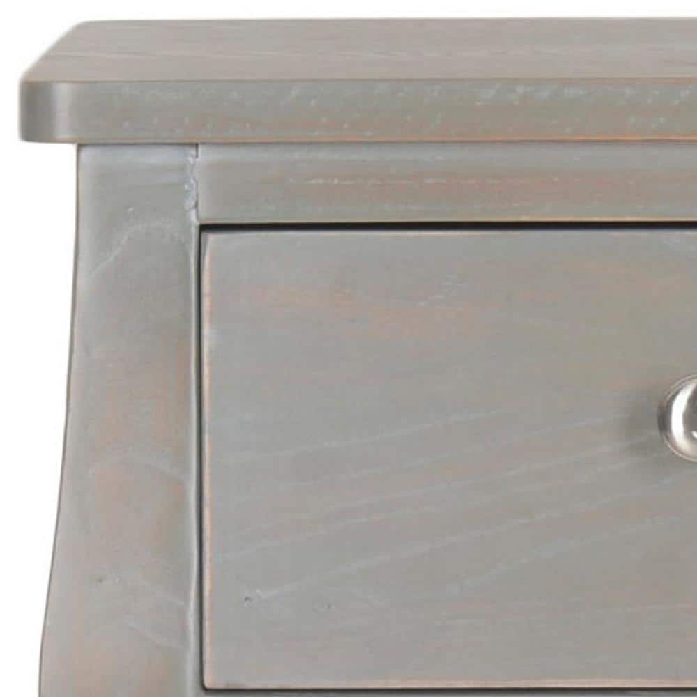 Gray Elm Wood Rectangular End Table with Storage Drawer