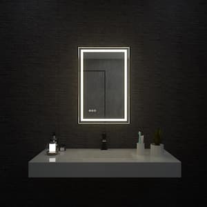 20 in. W x 30 in. H Rectangular Frameless LED Wall Bathroom Vanity Mirror