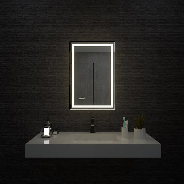 niveal 20 in. W x 30 in. H Rectangular Frameless LED Wall Bathroom Vanity Mirror