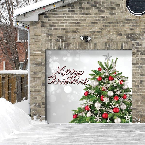 My Door Decor 7 ft. x 8 ft. Merry Christmas Tree -Christmas Garage ...