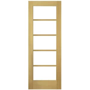 28 in. x 80 in. Shaker Smooth 5 Lite Solid Core Unfinished Pine Interior Door Slab