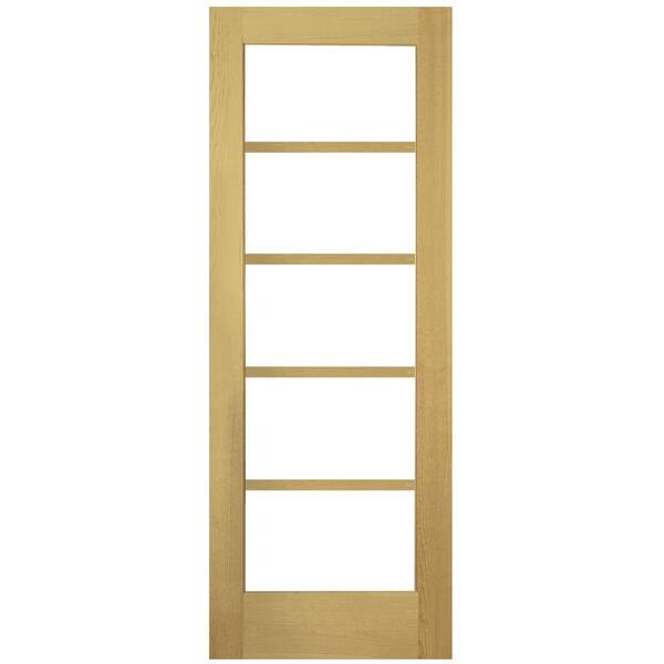 Masonite 36 in. x 80 in. Shaker Smooth 5 Lite Solid Core Unfinished Pine Interior Door Slab