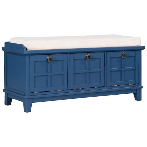 Donason Navy Blue Upholstered Storage Bench