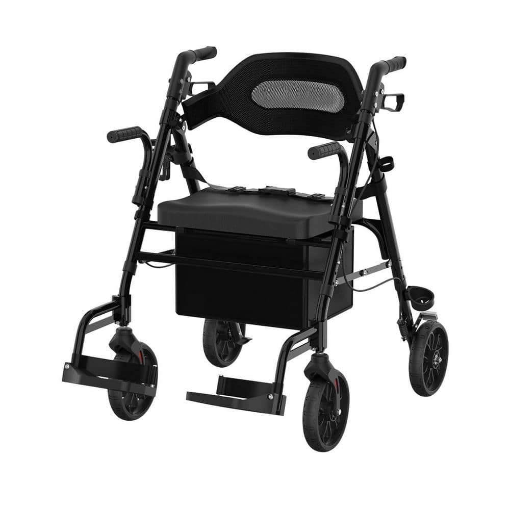 Anqtovp 2 in 1 Extra Wide Rollator Walker and Transport Chair with