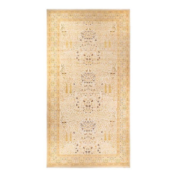 Mogul Ivory 10 x 20 Oriental Wool Indoor Runner Rug