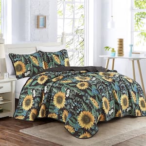 3-Piece All Season Bedding Queen size Comforter Set, Ultra Soft Polyester Elegant Bedding Comforters Black