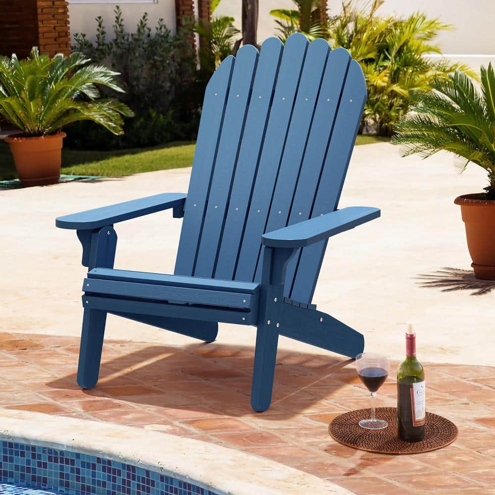 DEXTRUS Blue HighDensity Polyethylene Adirondack Chair for Patio Pool
