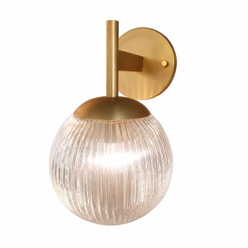 8.1 in. 1-Light Gold Modern Wall Sconce with Textured Glass Shade price history on PriceWatchPro