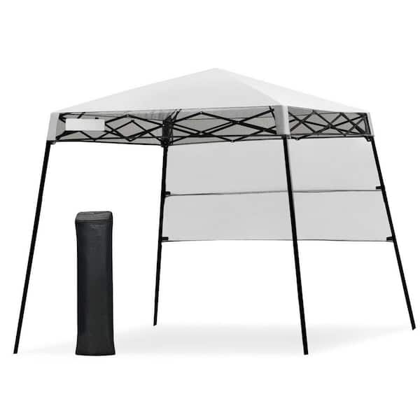 ANGELES HOME 7 ft. x 7 ft. White Pop-up Canopy Tent with Carry Bag and 4 Stakes
