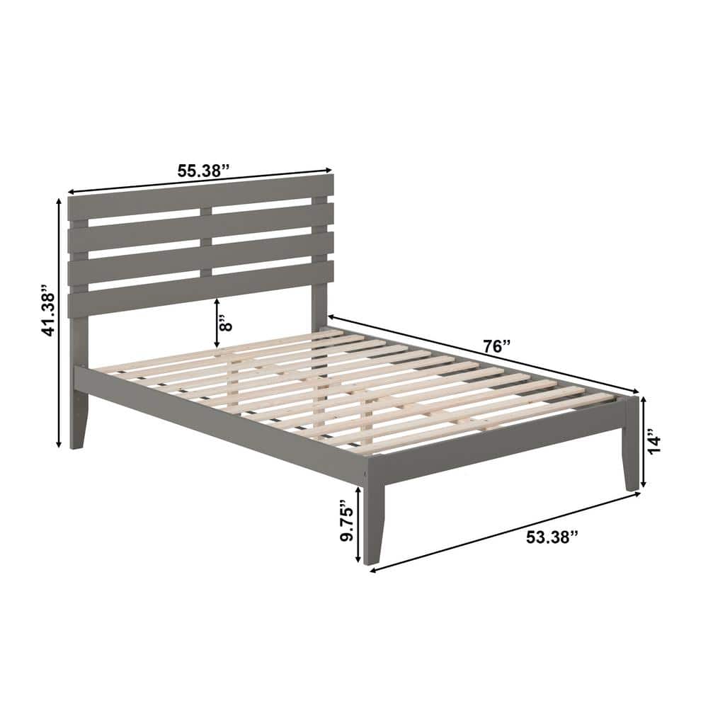Oxford Full Gray Wood Frame Bed with Slats