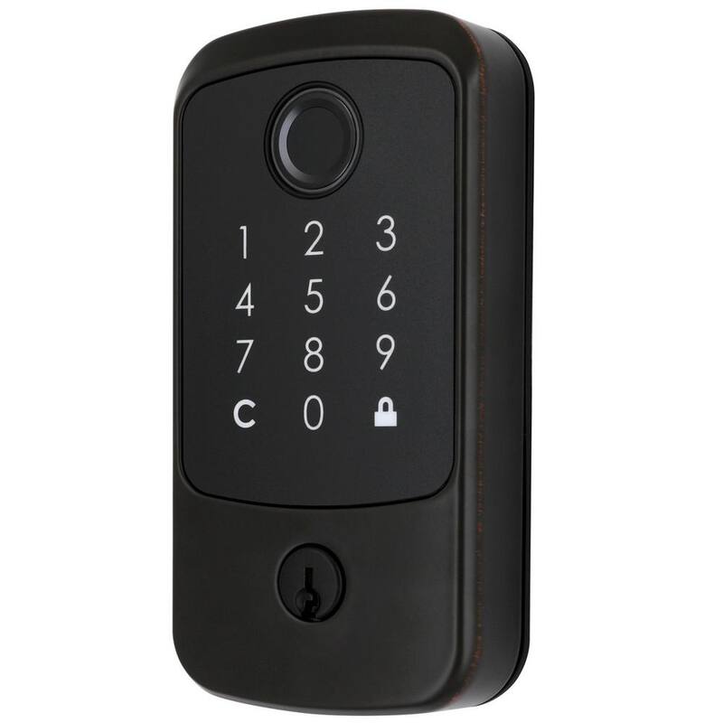 Hubspace Aged Bronze Square Biometric Fingerprint Electronic Touchpad Deadbolt