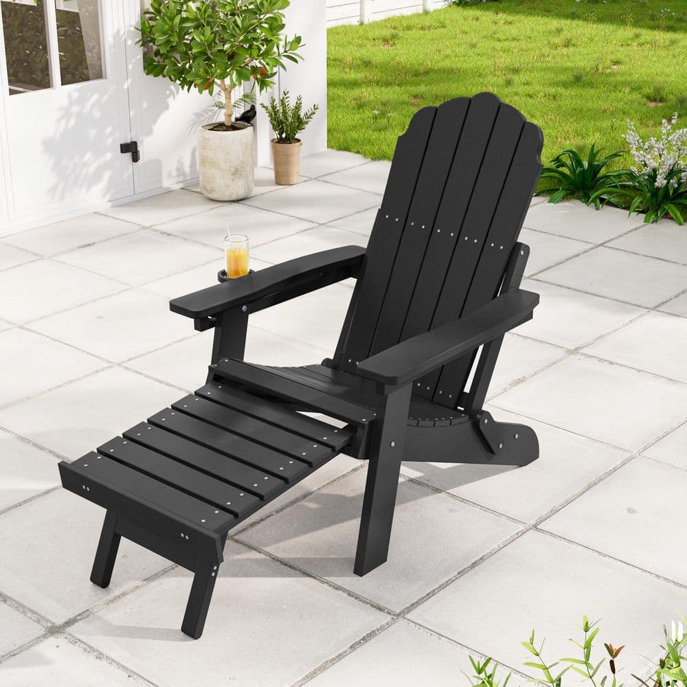 Bewood Outdoor Plastic Folding Adirondack Chair with Retractable