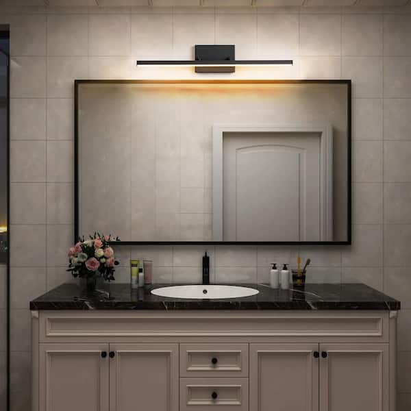 Willow 1-Light 24 in. Modern Black Linear Dimmable Integrated LED Bathroom Vanity Light Rotatable Wall Sconces