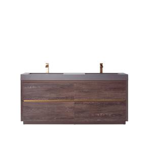 Huesca 72 in. W x 20 in. D x 33.9 in. H Double Bath Vanity in North Carolina Oak with Gray Composite Integral Top