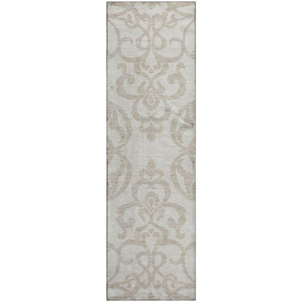 Mayfield Premium Machine Washable Abstract AMF973 Ivory 2 ft. 3 in. x 7 ft. 6 in. Runner Rug
