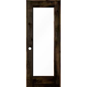 28 in. x 80 in. Rustic Knotty Alder Left-Hand Full-Lite Clear Glass Black Stain Solid Wood Single Prehung Interior Door