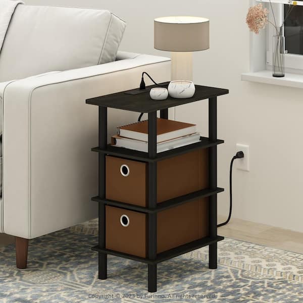 Furinno Turn-N-Tube 14.6 in. Espresso/Black Square Wood End