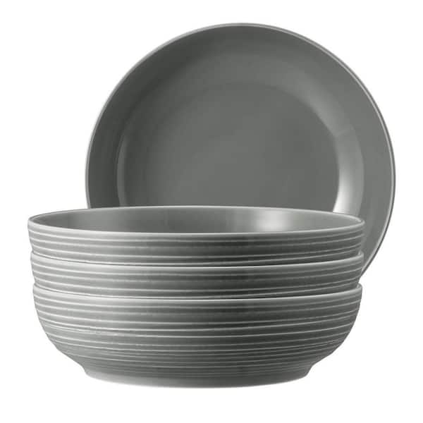 Terra 60 fl. Oz. Gray Porcelain Bowl 9.8 in., Grey, Set of 4
