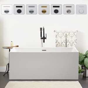 Talence 59 in. Acrylic Flatbottom Freestanding Bathtub in White/Brushed Nickel