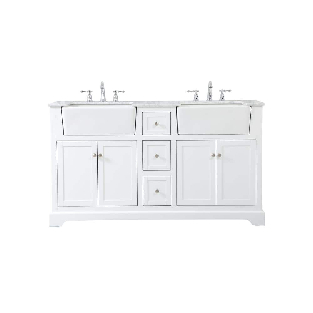 Simply Living 60 in. W x 22 in. D x 34.75 in. H Bath Vanity in White with C