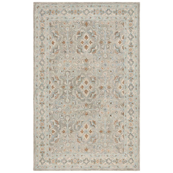 Heritage 4 ft. x 6 ft. Green/Ivory Traditional Floral Area Rug
