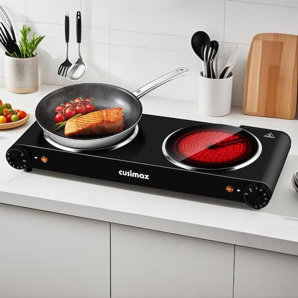 Elexnux Portable 2-Burner Black Electric Hot Plate 1800