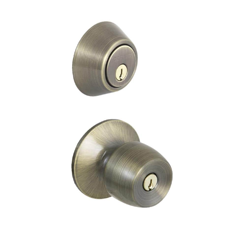 Brandywine Antique Brass Single Cylinder Deadbolt Combo Pack