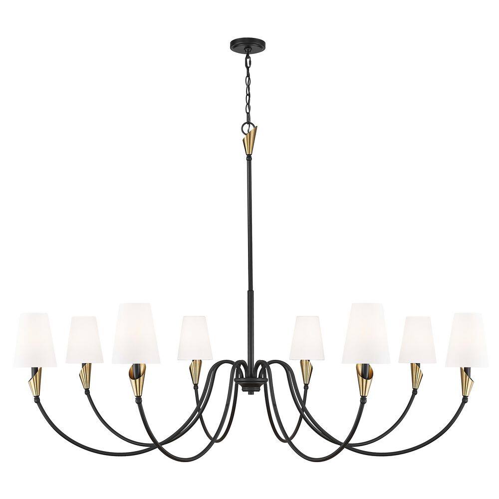 Claudelle 8 light Matte Black + Modern Gold Chandelier for Indoor Use with No Bulbs Included price history on PriceWatchPro