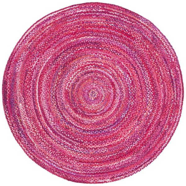 Unbranded Pink Cotton 6 ft. x 6 ft. Solid Color Indoor Round Area Rug