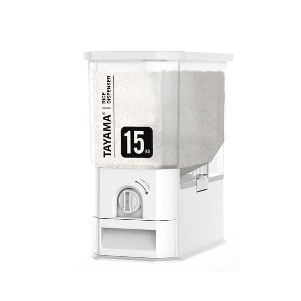 HANAMYA BPA Free Pet Food Storage Container & Measuring Cup, White, 15-L, 2