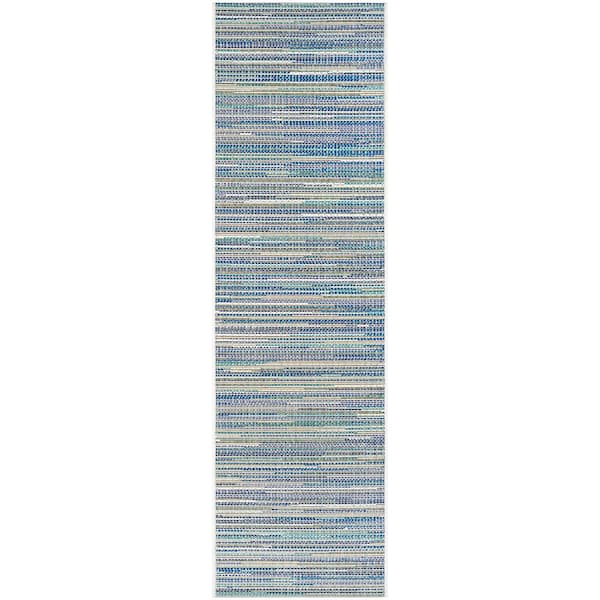 Monaco Alassio Sand-Azure-Turquoise 2 ft. x 12 ft. Indoor/Outdoor Runner Rug