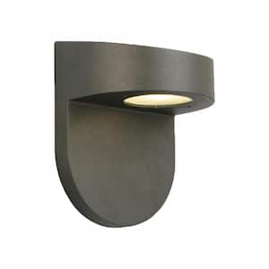6.1 in. Black LED Outdoor Wall Lantern Sconce with Frosted Glass
