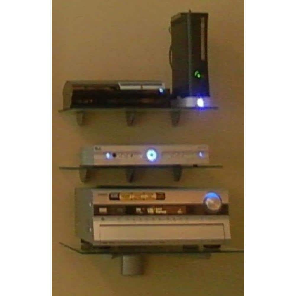 Glacier Clear Glass Floating Wall Shelf with Silver Bracket