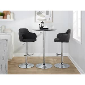 Boyne 33 in. Dark Grey Fabric and Chrome Metal Adjustable Bar Stool (Set of 2)