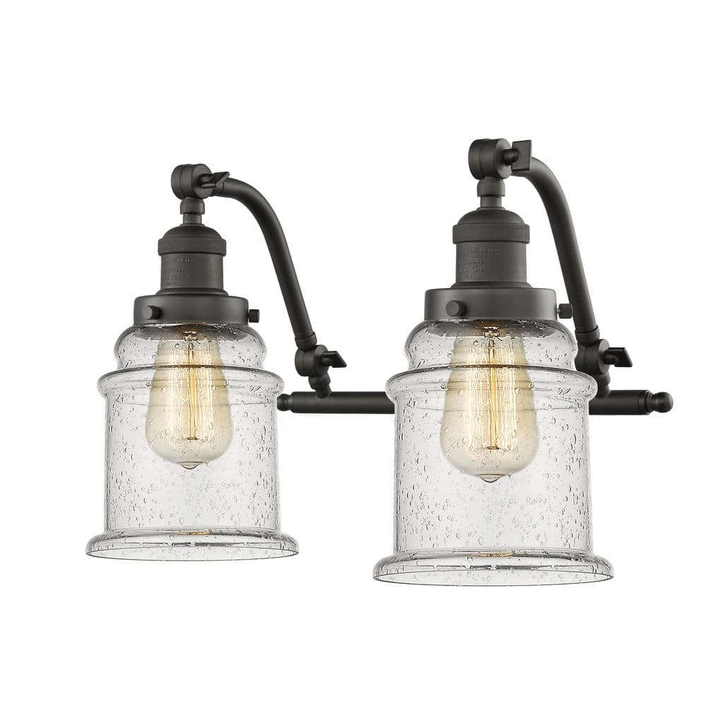 Canton 18 in. 2-Light Oil Rubbed Bronze Vanity Light with Glass Shade price history on PriceWatchPro