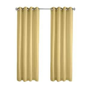 Harmony Yellow Polyester Crinkle Textured 52 in. W x 84 in. L Grommet Indoor Light Filtering Curtain (Single Panel)