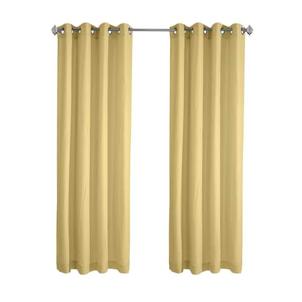 Habitat Harmony Yellow Polyester Crinkle Textured 52 in. W x 84 in. L Grommet Indoor Light Filtering Curtain (Single Panel)