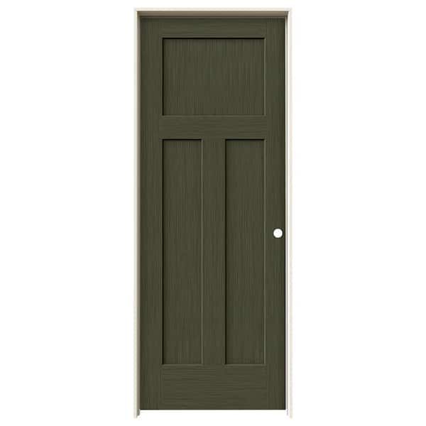 JELD-WEN 32 in. x 80 in. Craftsman Juniper Stain Left-Hand Solid Core Molded Composite MDF Single Prehung Interior Door