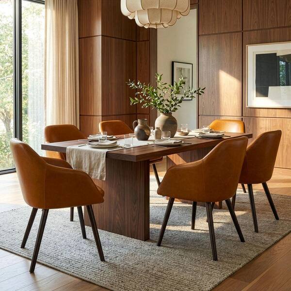 Glamour Home Adaya Cappuccino Brown Faux Leather Arm Chair with