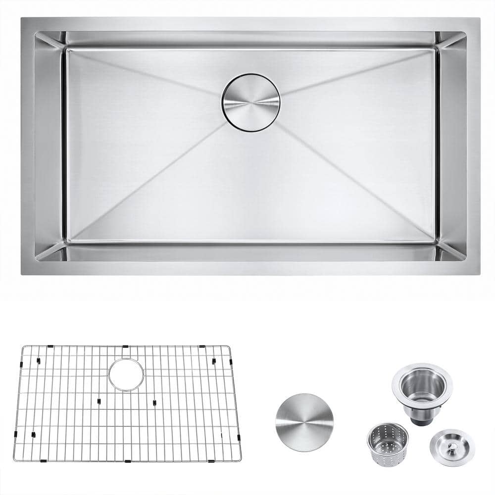 Brushed Nickel Stainless Steel 32 in. x 18 in. Single Bowl Undermount Kitch