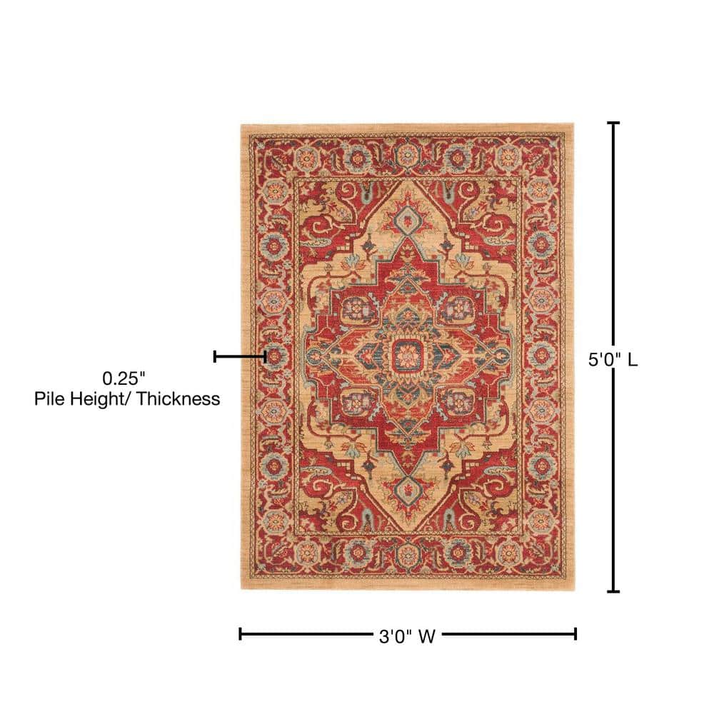 Reversible Red & Natural Hand-Knotted Accent Rug