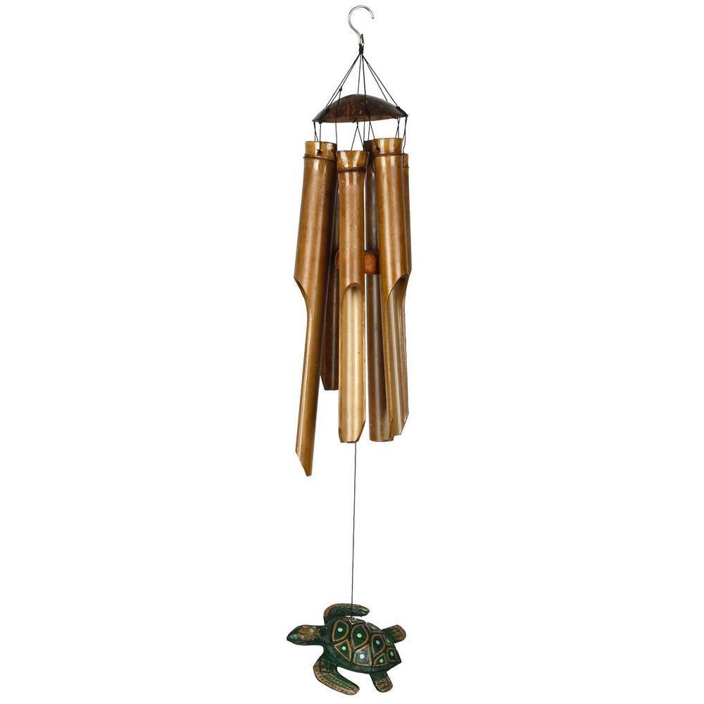 Handcrafted Bamboo and Coconut Sea Turtle Wind Chime