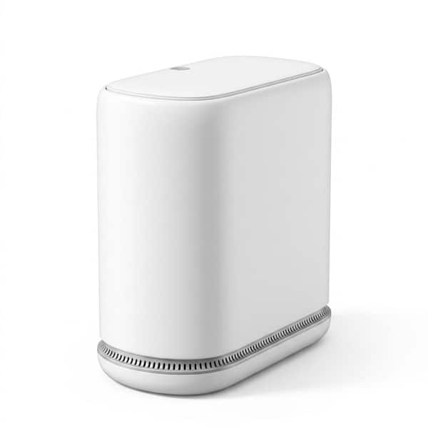 3 Gallon Small Bathroom Trash Can with Lid, Slim Garbage Bin with Pop-Up Lid & Air-Pressure Bag Lock, White
