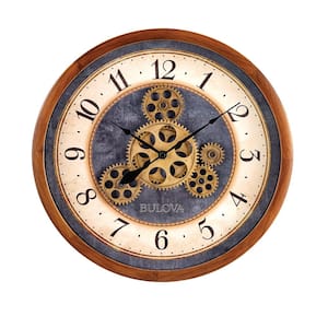 Cubilan Antique Brass Gold Moving Gear Modern Metal Wall Clock MR3S01 - The  Home Depot