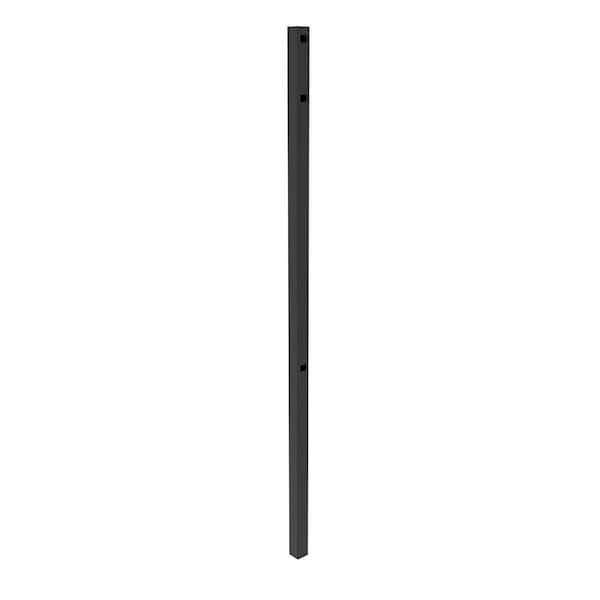 FORTRESS Athens 6 ft. H x 2 in. W x 0.060 Thick Gloss Black Aluminum Flat Top Design Fence End Post
