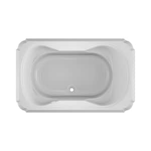 MARINEO 66 in. x 42 in. Acrylic Rectangular Drop-in Center Drain Soaking Bathtub in White